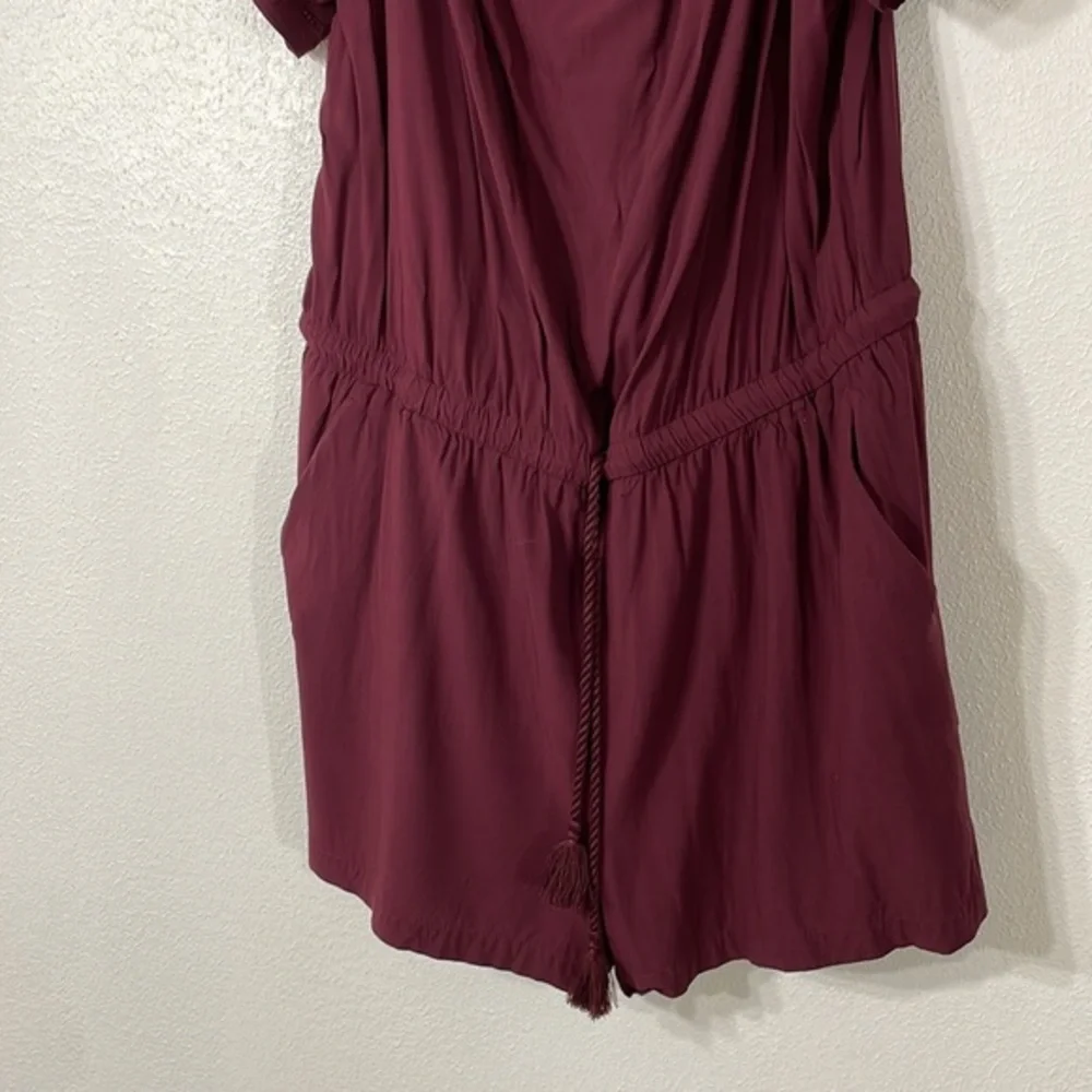 Loft Outlet, new without tags, burgundy rayon romper - Picture 3 of 11